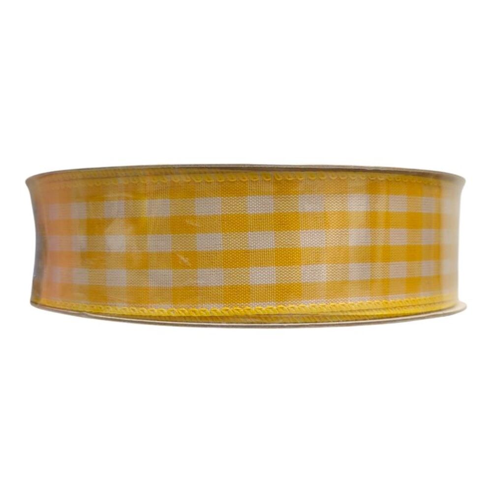 Member's Mark Wired Edge Premium Ribbon, 1.5"W x 50yds, Spring - Yellow Check